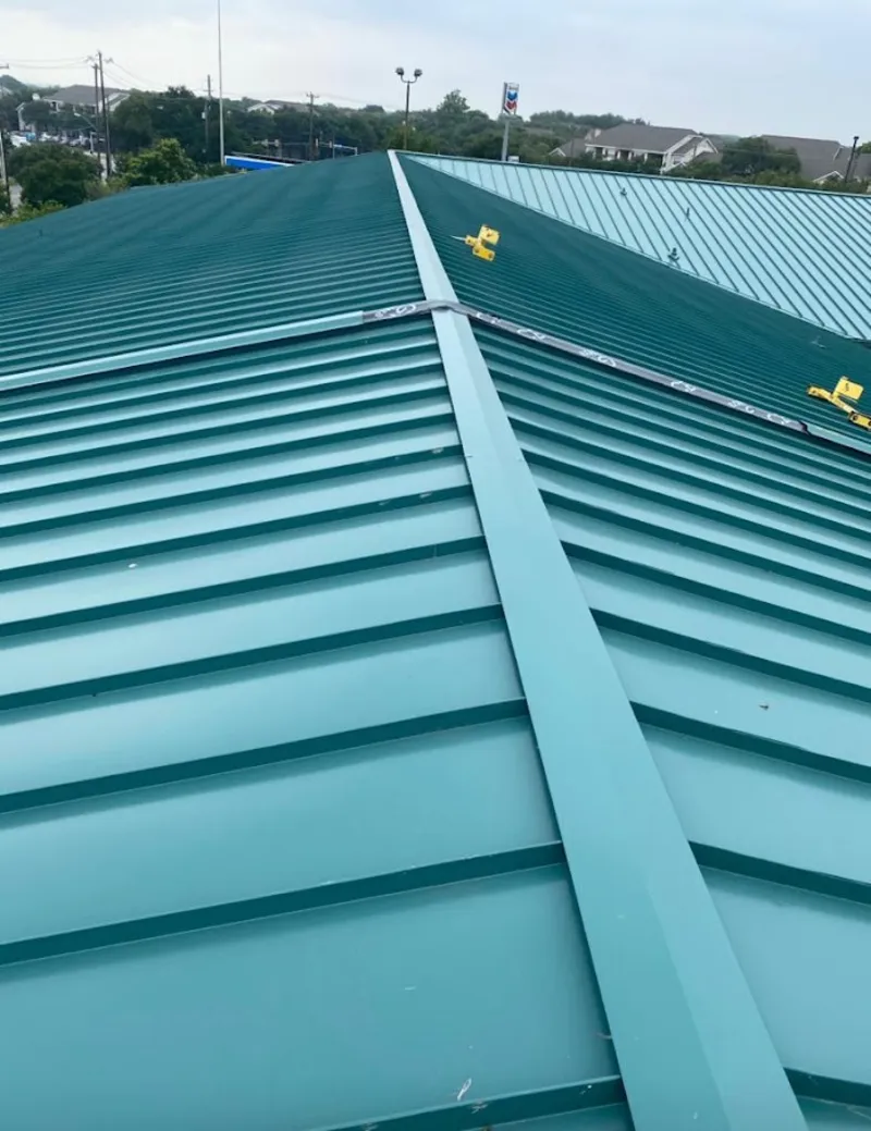 Green commercial metal roof ridge and valley for Metal Roof Repair in McKenzie